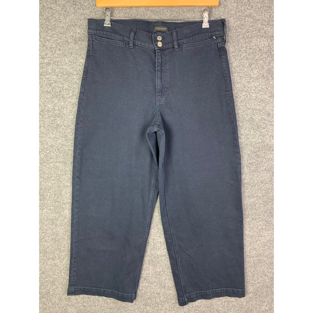 NEW Banana Republic Premium Denim High‎ Rise Wide-Leg Crop Jeans Size 32 Long